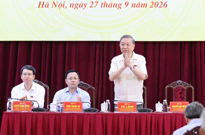  Tổng Bí thư, Chủ tịch nước Tô Lâm và các ĐBQH TP Hà Nội dự hội nghị tiếp xúc cử tri. Ảnh: QUANG PHÚC 