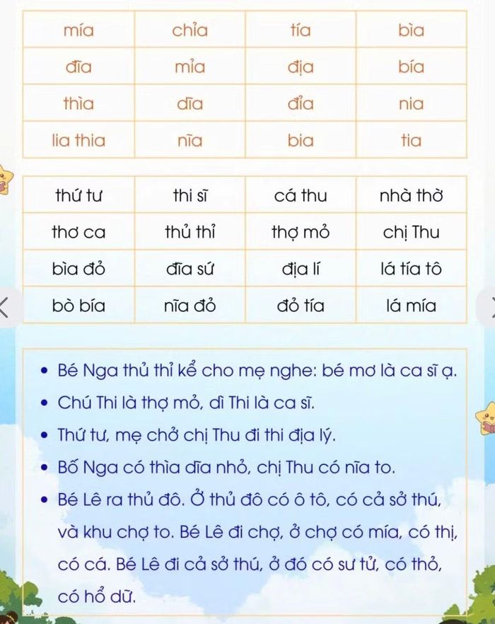 Bài luyện đọc về nhà cho học sinh lớp 1 ở tuần thứ 7 của học kỳ I.