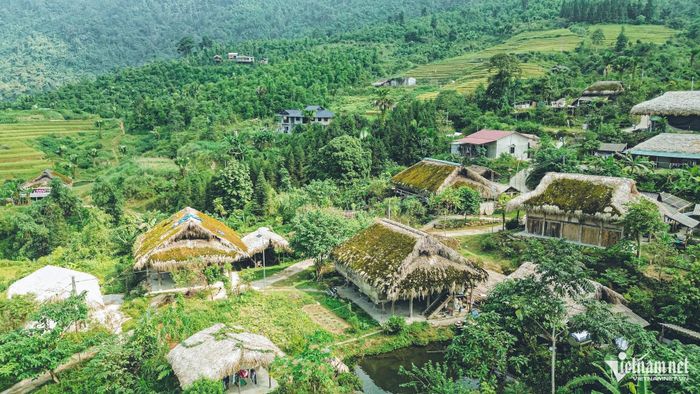  Người dân địa phương cho biết, do độ ẩm cao, mùa Đông lạnh nên sau khoảng 5 năm, mái nhà bắt đầu xuất hiện rêu. Rêu phát triển mạnh nhất từ tháng 10 đến tháng 4 năm sau, phủ xanh những mái nhà lợp lá cọ, nhìn từ trên cao cho cảm nhận về ngôi làng trong chuyện cổ tích giữa rừng.