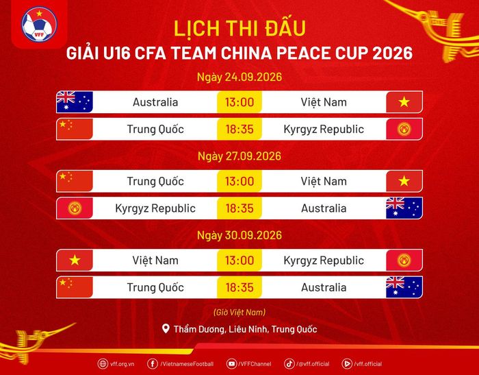 Lịch thi đấu của U16 Việt Nam