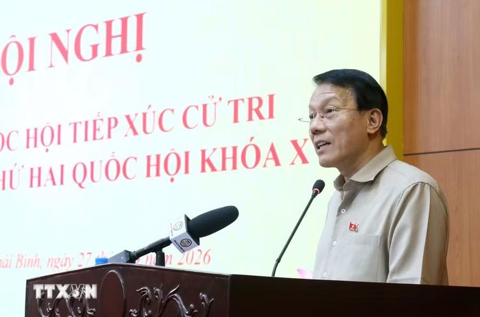 Đại tướng Lương Tam Quang, Ủy viên Bộ Chính trị, Bộ trưởng Bộ Công an phát biểu. (Ảnh: Thế Duyệt/TTXVN)