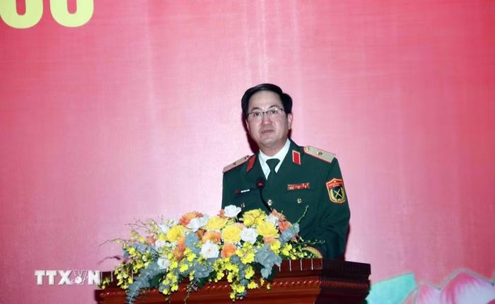 Thiếu tướng Phạm Mạnh Thắng, Cục trưởng Cục Gìn giữ hòa bình Việt Nam phát biểu chúc mừng. (Ảnh: Xuân Khu/TTXVN)