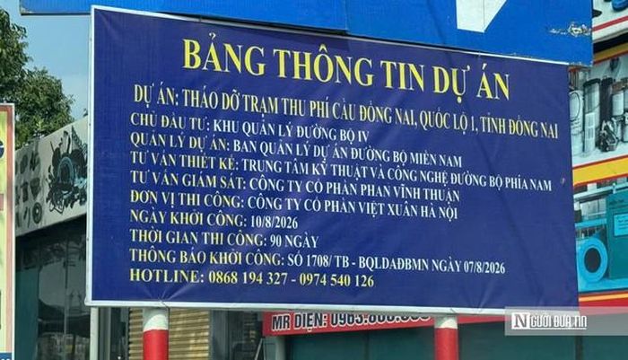 Bảng thông tin dự án trạm thu phí cầu Đồng Nai