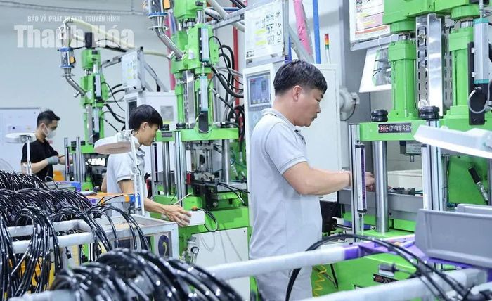 Các KCN đang được lấp đầy là “hậu phương” tạo nguồn hàng xuất, nhập khẩu tương đối ổn định cho dịch vụ logictics và cảng biển Thanh Hóa. (Trong ảnh: Sản xuất hàng xuất khẩu tại Công ty TNHH DS HI-TECH VINA, KCN Bỉm Sơn).