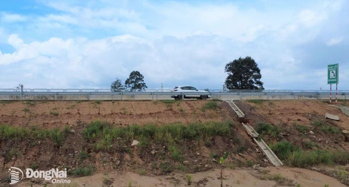 Một rãnh thoát nước trên tuyến cao tốc Biên Hòa - Vũng Tàu đoạn qua phường Phước Tân, thành phố Đồng Nai bị đứt gãy. Ảnh: Phạm Tùng