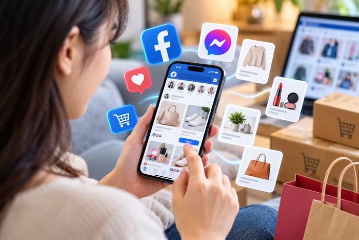 Người tiêu dùng ngày càng sử dụng Facebook và các nền tảng mạng xã hội để tìm kiếm thông tin, tương tác với doanh nghiệp và mua sắm trực tuyến. Ảnh minh họa: AI