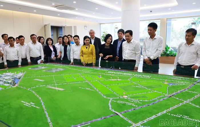 Đoàn công tác của tỉnh Lào Cai tham quan, khảo sát thực tế tại Khu công nghiệp Long Đức, xã Bình An.