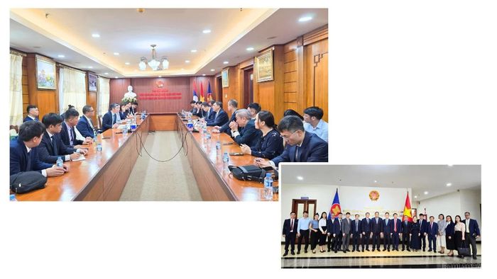 Đoàn công tác tỉnh Lào Cai làm việc với Đại sứ quán Việt Nam tại Lào.