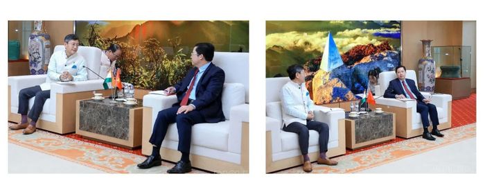 Đồng chí Bí thư Tỉnh ủy Dương Quốc Huy tiếp xã giao và làm việc với ngài Tshering Wangchuk Sherpa - Đại sứ Đặc mệnh toàn quyền nước Cộng hòa Ấn Độ tại Việt Nam.