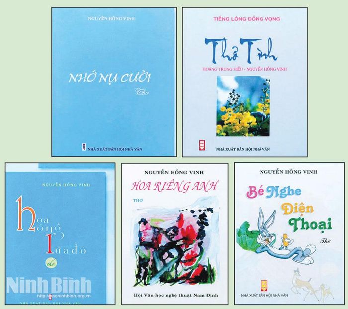 Các tác phẩm đã xuất bản của nhà thơ Nguyễn Hồng Vinh.