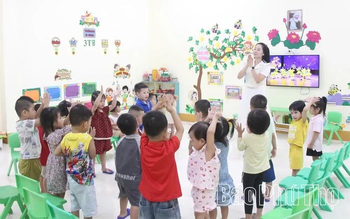 Lớp học nhỏ, niềm vui lớn của cô và trò Trường Mầm non Vĩnh Chân, xã Vĩnh Chân.