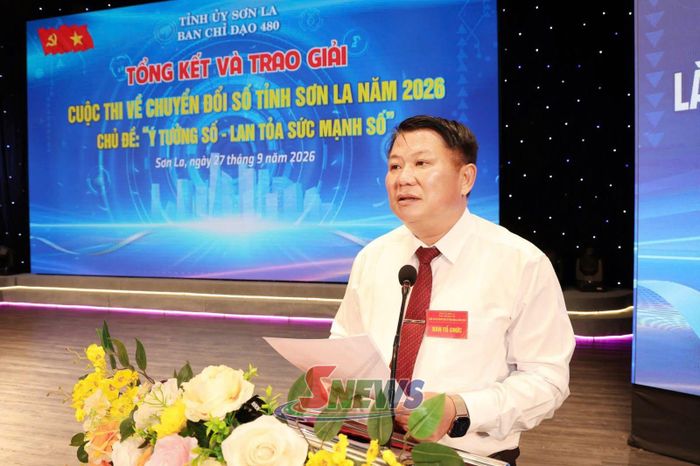 Đồng chí Lò Minh Hùng, Phó Bí thư Thường trực Tỉnh ủy, Chủ tịch HĐND tỉnh, Trưởng Ban tổ chức Cuộc thi phát biểu tổng kết cuộc thi.