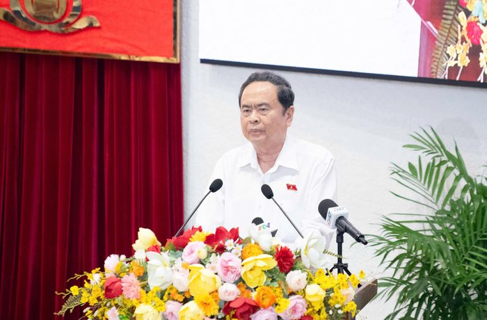 Chủ tịch Quốc hội Trần Thanh Mẫn phát biểu tại Hội nghị. Ảnh: Lâm Hiển