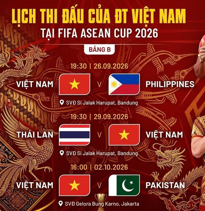 Lịch thi đấu cảu đội tuyển Việt Nam tại FIFA ASEAN Cup 2026