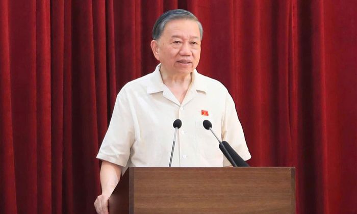 Tổng Bí thư, Chủ tịch nước Tô Lâm phát biểu tại hội nghị tiếp xúc cử tri. (Ảnh: Quang Thái)