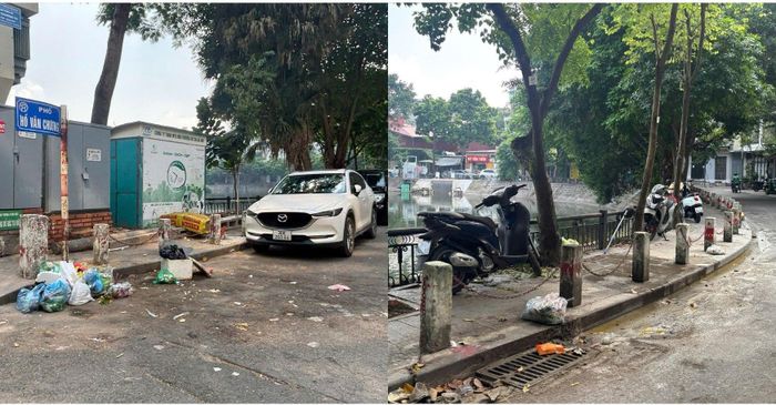Bên cạnh đó vẫn còn những tồn tại cần được khắc phục, vẫn còn tình trạng vứt rác bừa bãi, vi phạm trật tự đô thị xung quanh các hồ trên địa bàn. Ảnh: An Quyên