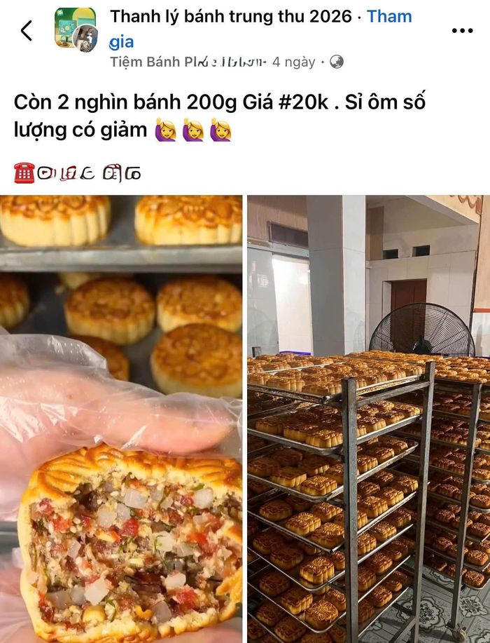 Hội nhóm "Thanh lý bánh Trung thu 2026" trên mạng xã hội. Ảnh chụp màn hình