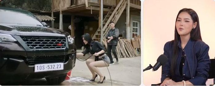 Cảnh rửa xe của Cù Thị Trà trong phim "Lửa trắng" gây bão mạng nhưng từng khiến đạo diễn "bất lực". Ảnh VTV
