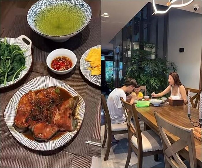 Cá kho tộ thơm lừng, rau luộc chấm mắm, trứng rán - một mâm cơm gia đình đậm chất Việt Nam không cầu kỳ nhưng đầy đủ hương vị và tình cảm của bà mẹ đơn thân dành cho các con.