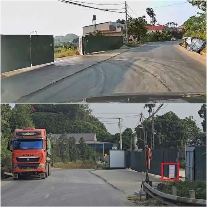 Sau khi công nhân phát hiện sự có mặt của "người lạ" một tấm biển "nghỉ bán hàng" đã được đặt trước cổng khu mỏ (ảnh dưới).