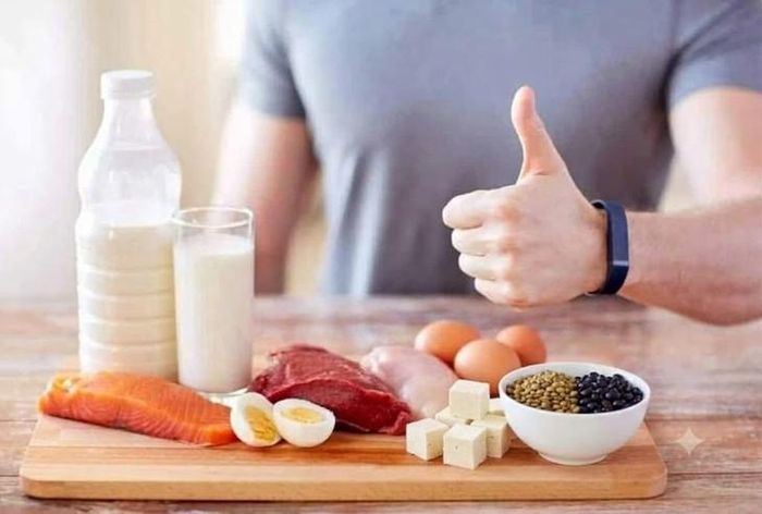 Các nguồn protein từ thực phẩm thường gặp. Ảnh minh họa AI.