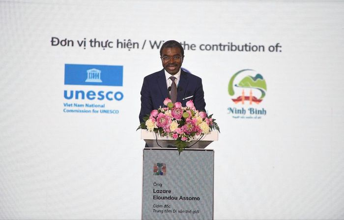 Ông Lazare Eloundou Assomo, Giám đốc Trung tâm Di sản thế giới phát biểu. 