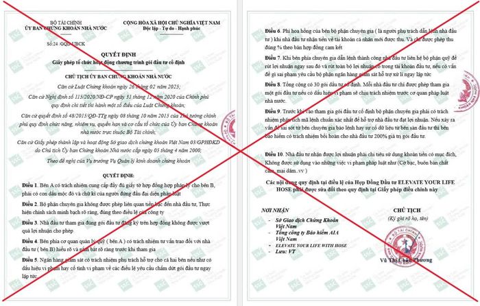 Một số hình ảnh các đối tượng giả mạo Sở Giao dịch Chứng khoán TP.HCM sử dụng để lừa đảo. Ảnh: HoSE.