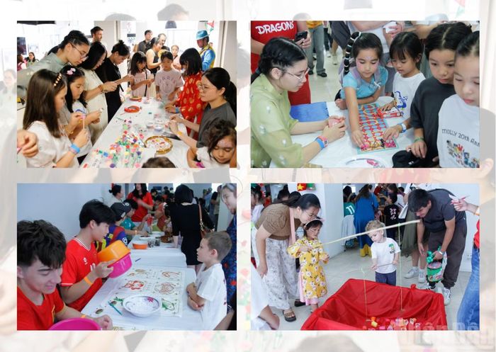 Các em nhỏ háo hức trải nghiệm nhiều trò chơi dân gian và các hoạt động văn hóa, nghệ thuật đặc sắc tại chương trình.