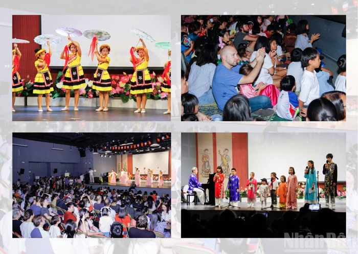 Các diễn viên nhí tự tin biểu diễn những giai điệu Trung thu rộn ràng trên sân khấu trong sự cổ vũ nhiệt tình của khán giả.