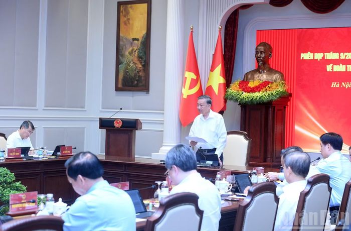 Tổng Bí thư, Chủ tịch nước Tô Lâm phát biểu tại phiên họp.