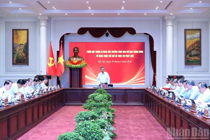 Quang cảnh Phiên họp tháng 9/2026 của Thường trực Ban Chỉ đạo Trung ương về hoàn thiện thể chế và thực thi pháp luật.