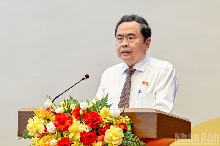 Chủ tịch Quốc hội Trần Thanh Mẫn phát biểu khai mạc hội nghị.