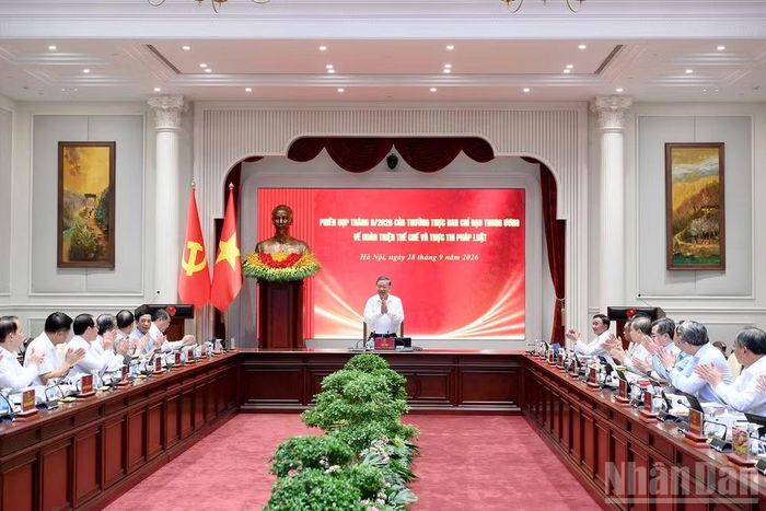 Tổng Bí thư, Chủ tịch nước Tô Lâm chủ trì Phiên họp tháng 9 năm 2026 của Thường trực Ban Chỉ đạo Trung ương về hoàn thiện thể chế và thực thi pháp luật. (Ảnh: ĐĂNG KHOA)