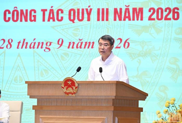 Thủ tướng Lê Minh Hưng, Trưởng Ban Chỉ đạo 57 Trung ương phát biểu khai mạc hội nghị.