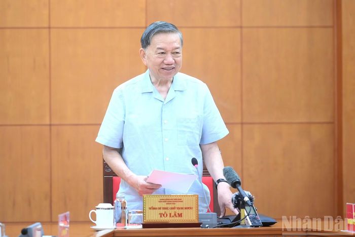 Tổng Bí thư, Chủ tịch nước Tô Lâm phát biểu chỉ đạo tại cuộc làm việc.