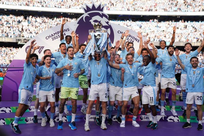 Man City mừng chức vô địch Ngoại hạng Anh mùa giải 2023-2024. Ảnh minh họa: AP