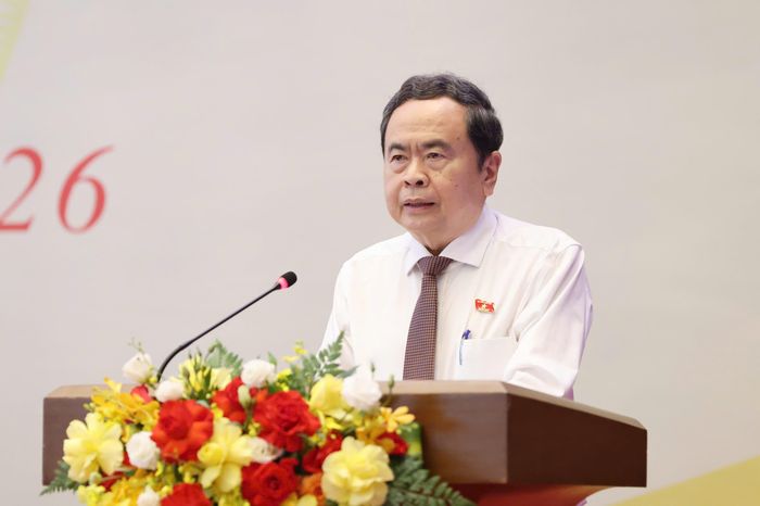  Chủ tịch Quốc hội Trần Thanh Mẫn phát biểu khai mạc hội nghị. Ảnh: QUANG PHÚC 