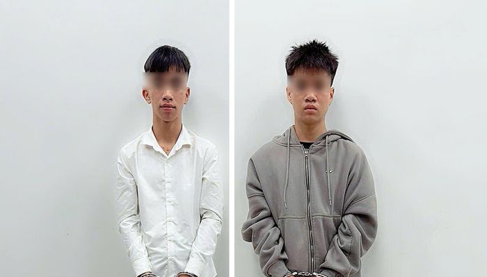 Duy và Nguyên tại cơ quan công an. Ảnh: CATP
