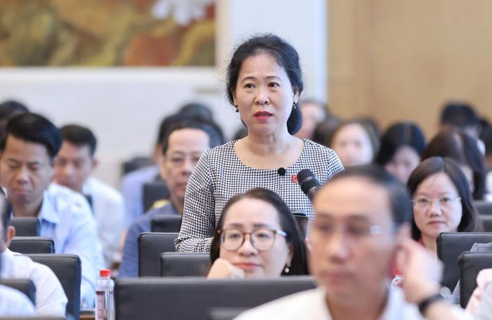  ĐB Tô Ái Vang (Cần Thơ) phát biểu tại hội nghị. Ảnh: QUANG PHÚC 