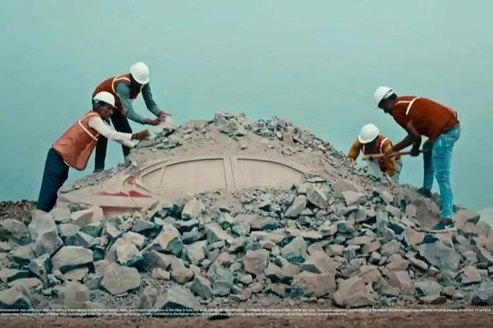 Tất nhiên, 20 tấn vật liệu không đổ xuống nóc xe cùng một lúc mà được trút xuống dần dần. Dù vậy, màn thử nghiệm độ bền của mẫu sedan siêu rẻ Tata Aeris mới vẫn truyền tải được thông điệp mà thương hiệu ôtô Ấn Độ muốn gửi đến nhóm khách hàng mục tiêu.