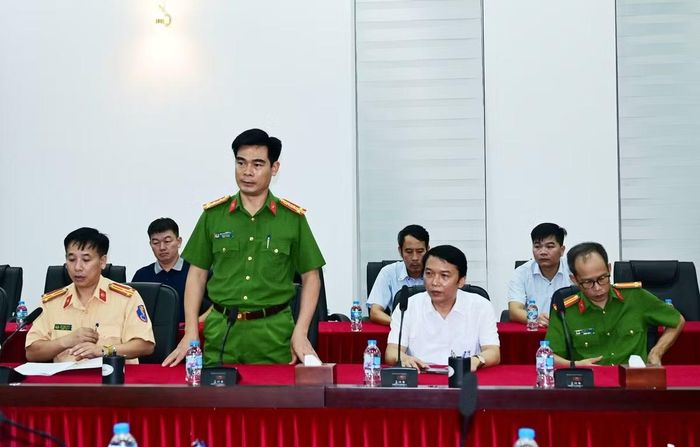 Đại tá Nguyễn Đức Thìn, Phó Giám đốc Công an TP Hải Phòng tại buổi làm việc.