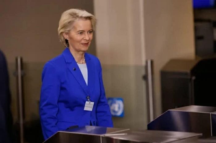 Chủ tịch Ủy ban châu Âu (EC) Ursula von der Leyen tại trụ sở Liên hợp quốc (LHQ) ở New York. (Nguồn: Al Jazeera)