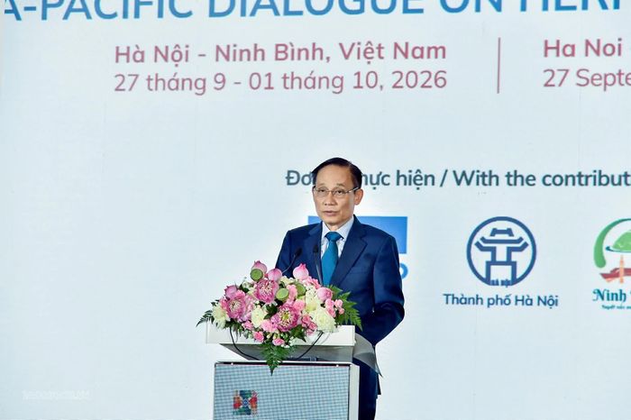 Bộ trưởng Ngoại giao Lê Hoài Trung phát biểu tại Đối thoại châu Á - Thái Bình Dương về Di sản và Tính xác thực, sáng 28/9 tại Hà Nội.