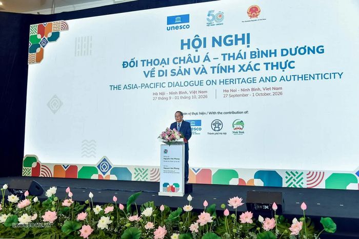Phó Bí thư Thành ủy Hà Nội Nguyễn Văn Phong phát biểu chào mừng các đại biểu tham dự Đối thoại châu Á - Thái Bình Dương về Di sản và Tính xác thực.