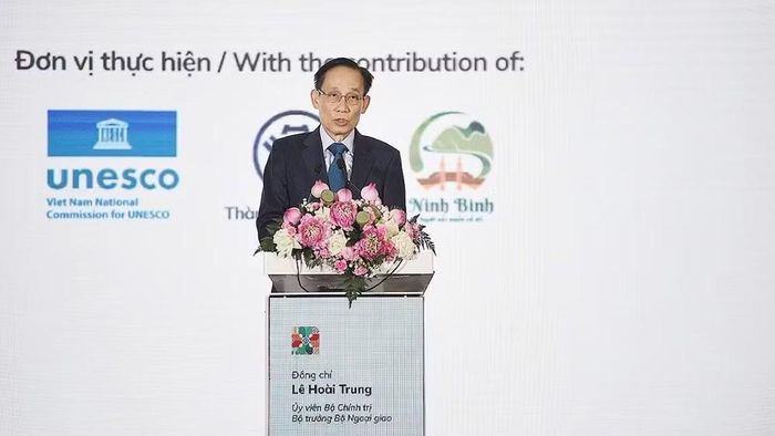 Ủy viên Bộ Chính trị, Bộ trưởng Bộ Ngoại giao Việt Nam Lê Hoài Trung phát biểu khai mạc Hội nghị. Ảnh: Bộ VHTT&DL