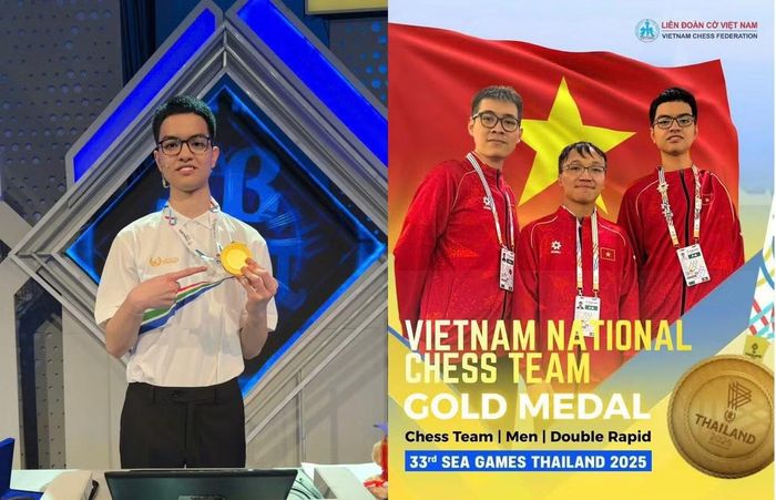 Gia Huy cùng HCV SEA Games xuất hiện tại cuộc thi Đường lên đỉnh Olympia 26. Ảnh: FBCT