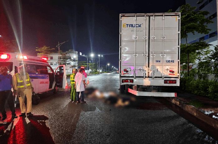 Hiện trường vụ tai nạn giao thông khiến 3 người tử vong tại khu công nghiệp An Dương, Hải Phòng.