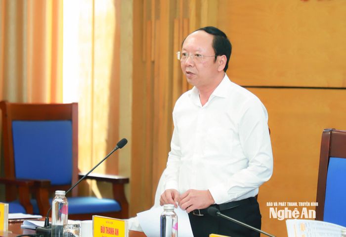 Đồng chí Bùi Thanh An - Ủy viên Ban Thường vụ Tỉnh ủy, Phó Chủ tịch Thường trực UBND tỉnh phát biểu tại phiên họp. Ảnh: Thành Duy