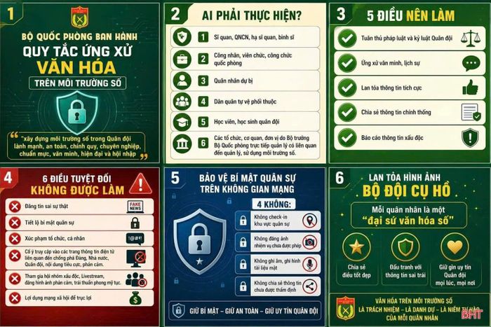 Quy tắc ứng xử văn hóa trên môi trường số của quân nhân.