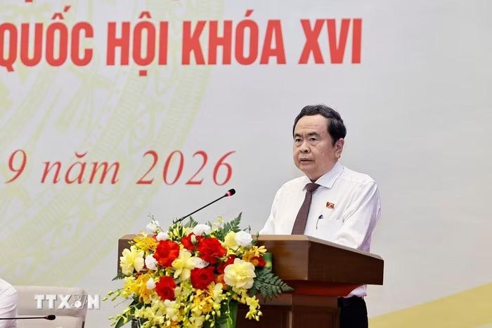 Chủ tịch Quốc hội Trần Thanh Mẫn phát biểu khai mạc Hội nghị. (Ảnh: Doãn Tấn/TTXVN)
